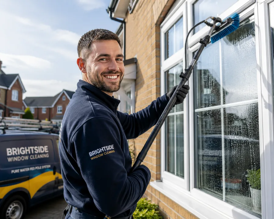 Clean windows, frames and sills on a residential property.